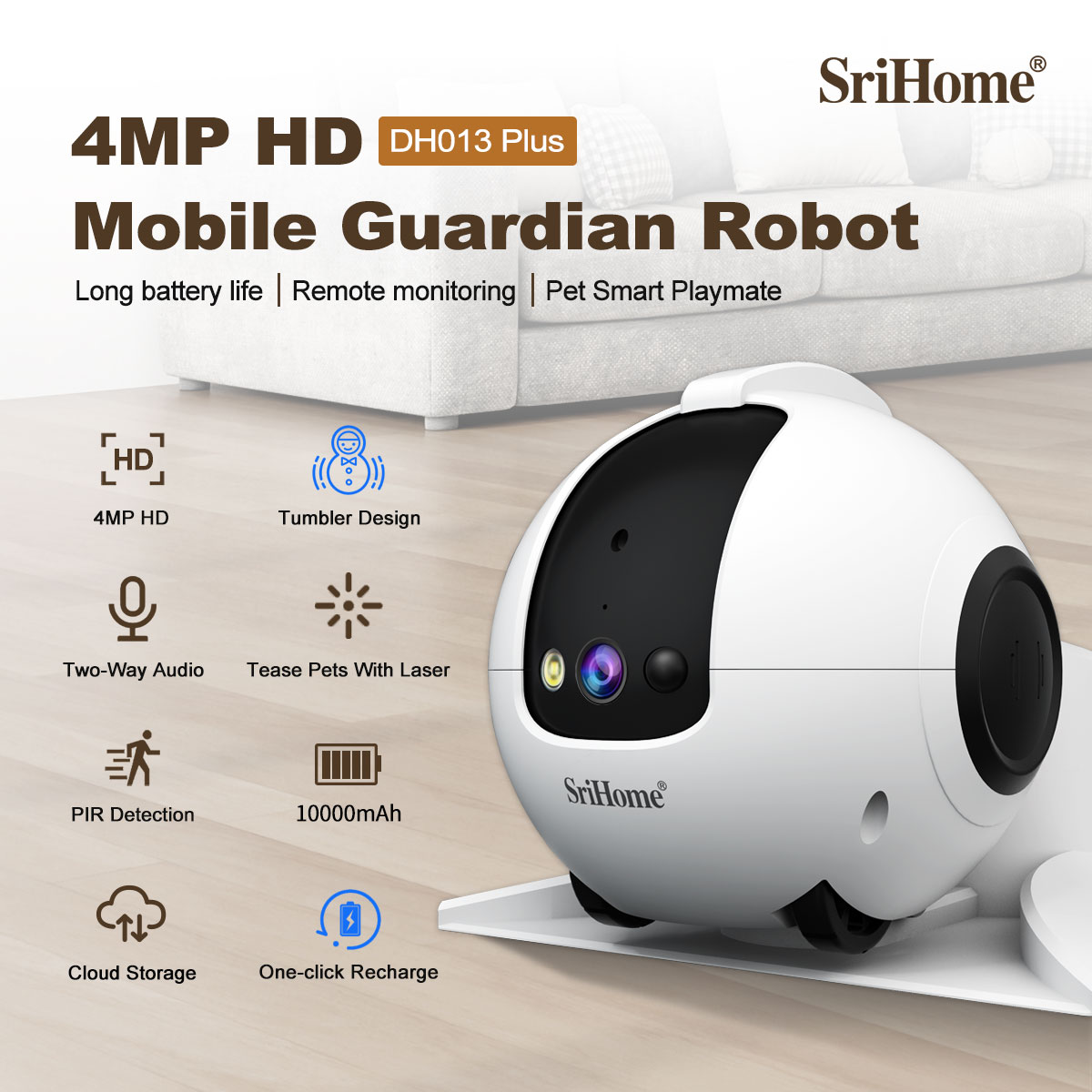 Home Security Robots - 4MP Srihome APP Mobiler Wachroboter Vollfarbige